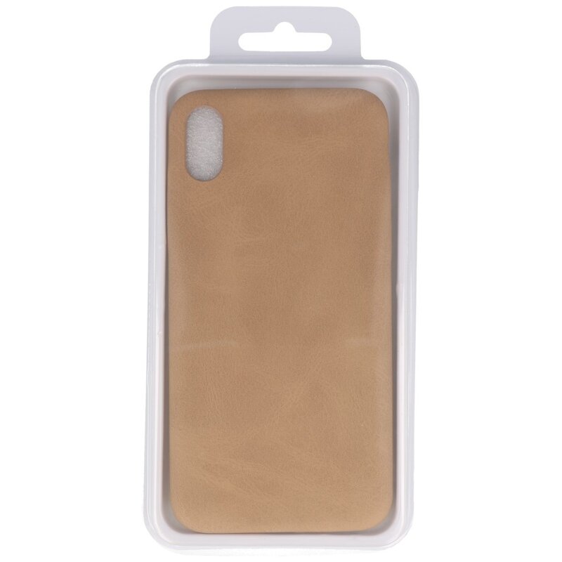 Læder Design TPU cover til iPhone Xs Max Beige
