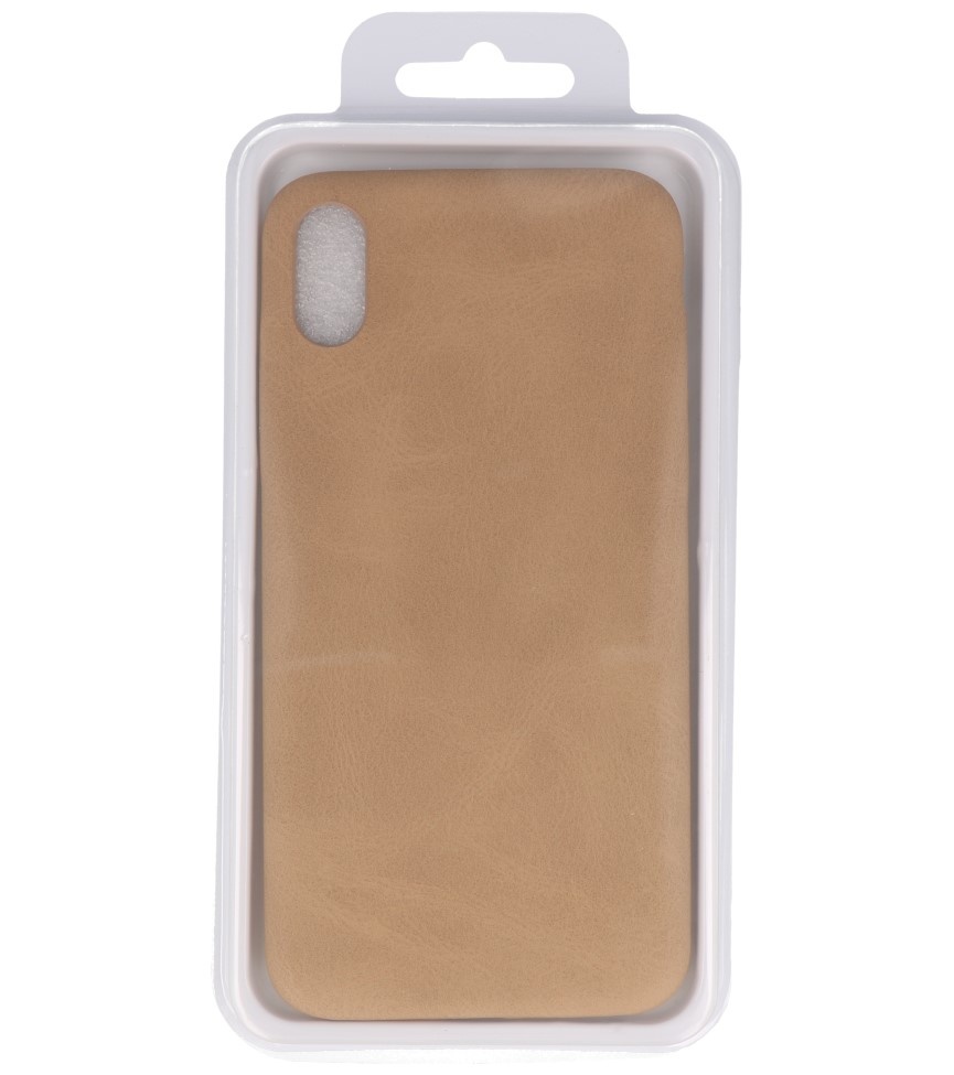 Leather Design TPU cover for iPhone Xs Max Beige