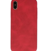 Leder Design TPU Abdeckung für iPhone Xs Max Red