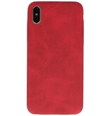 Læder Design TPU cover til iPhone Xs Max Red