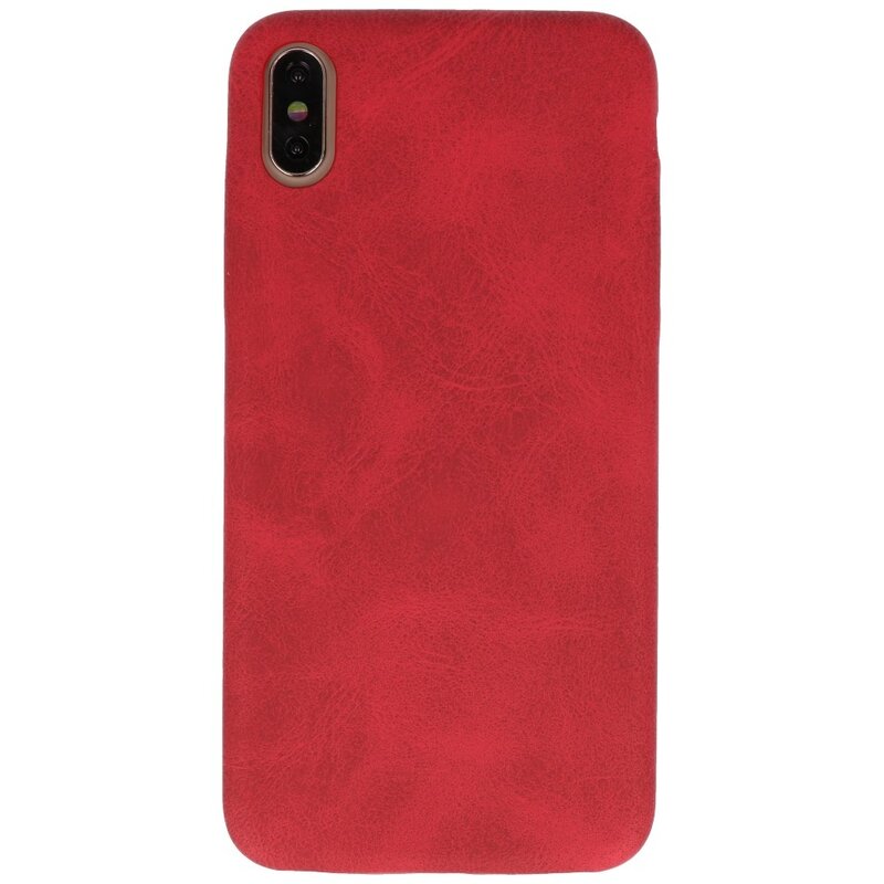 Cover in TPU di design in pelle per iPhone Xs Max rossa