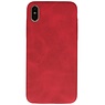 Funda de TPU de diseño de cuero iPhone Xs Max Red