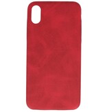 Læder Design TPU cover til iPhone Xs Max Red