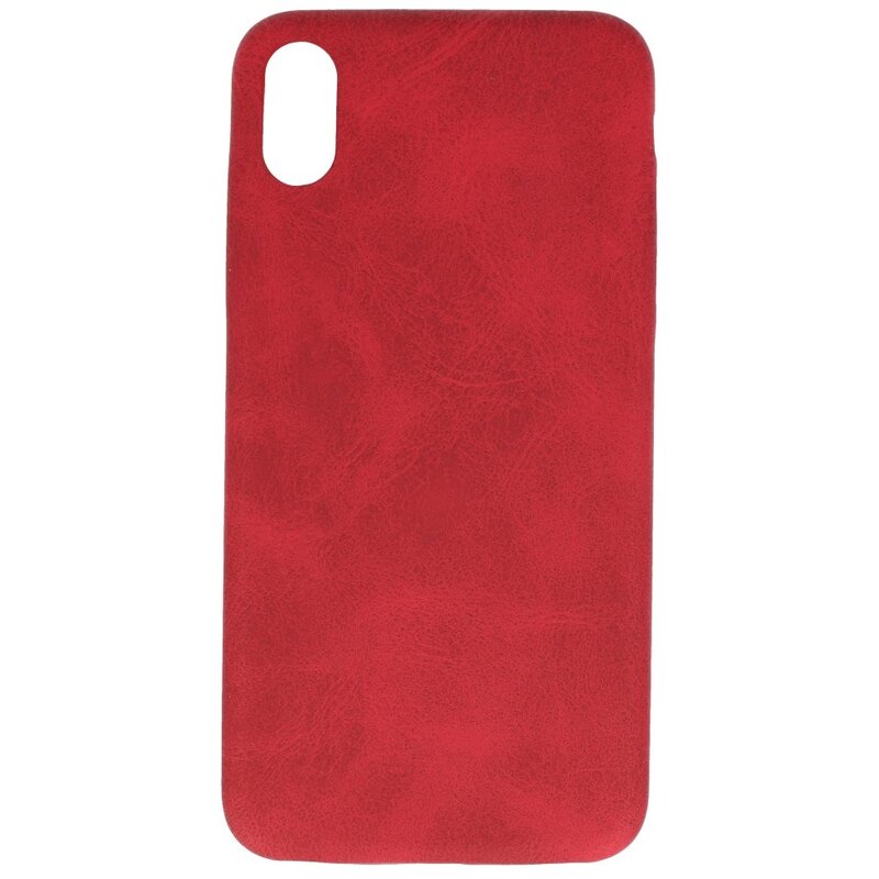 Læder Design TPU cover til iPhone Xs Max Red