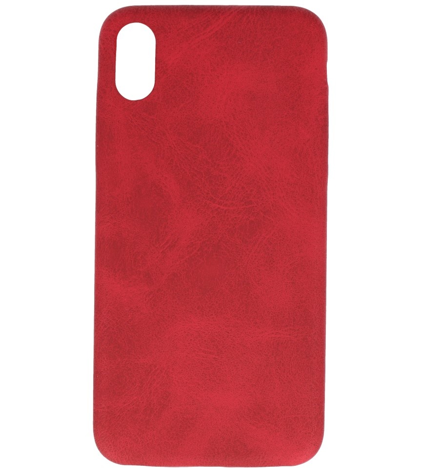Læder Design TPU cover til iPhone Xs Max Red