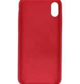 Funda de TPU de diseño de cuero para iPhone Xs Max Red