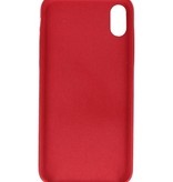 Leder Design TPU cover voor iPhone Xs Max Rood