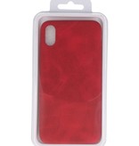 Funda de TPU de diseño de cuero para iPhone Xs Max Red