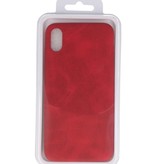 Leder Design TPU Abdeckung für iPhone Xs Max Red