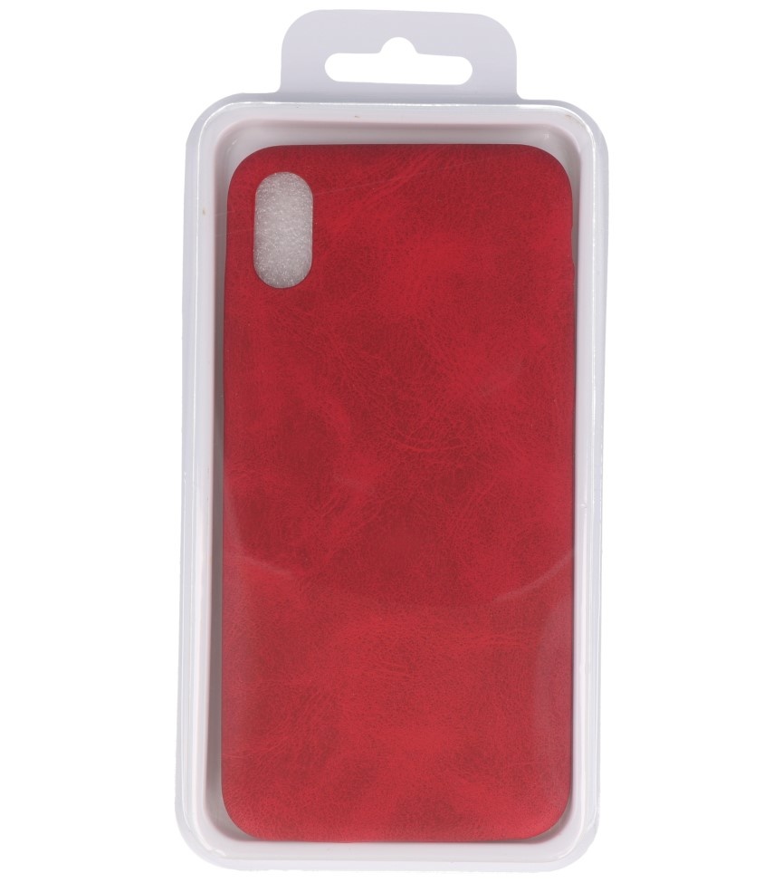 Leather Design TPU cover for iPhone Xs Max Red