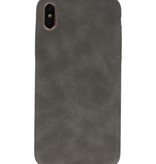 Coque en cuir TPU Design pour iPhone Xs Max Gris
