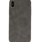 Leather Design TPU cover for iPhone Xs Max Gray