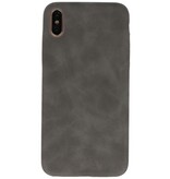 Coque en cuir TPU Design pour iPhone Xs Max Gris