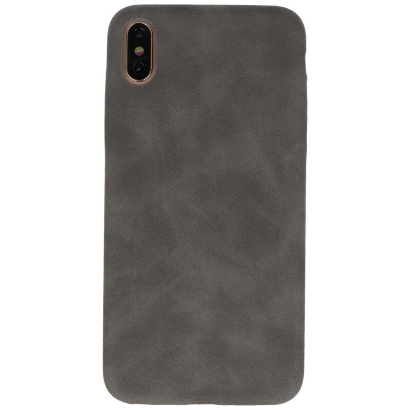 Cover in TPU di design in pelle per iPhone Xs Max grigia