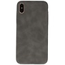 Leder Design TPU Abdeckung iPhone Xs Max Grey