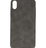 Coque en cuir TPU Design pour iPhone Xs Max Gris