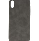 Leather Design TPU cover for iPhone Xs Max Gray