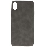 Cover in TPU di design in pelle per iPhone Xs Max grigia
