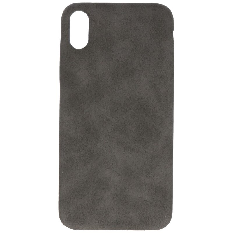 Læder Design TPU cover til iPhone Xs Max Grey