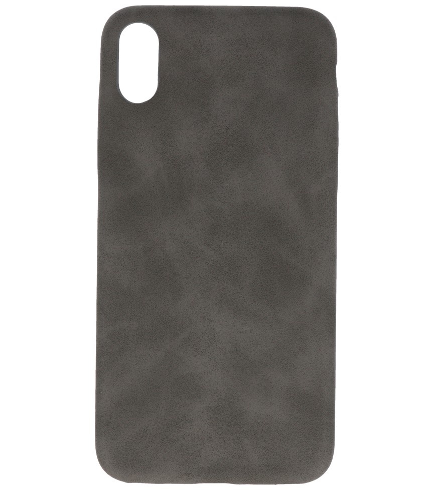 Læder Design TPU cover til iPhone Xs Max Grey