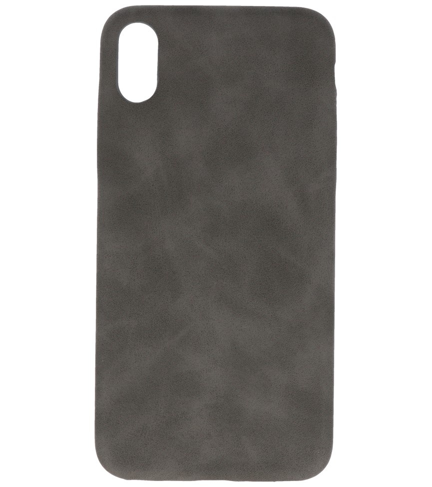 Leather Design TPU cover for iPhone Xs Max Gray