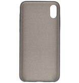 Leder Design TPU cover voor iPhone Xs Max Grijs