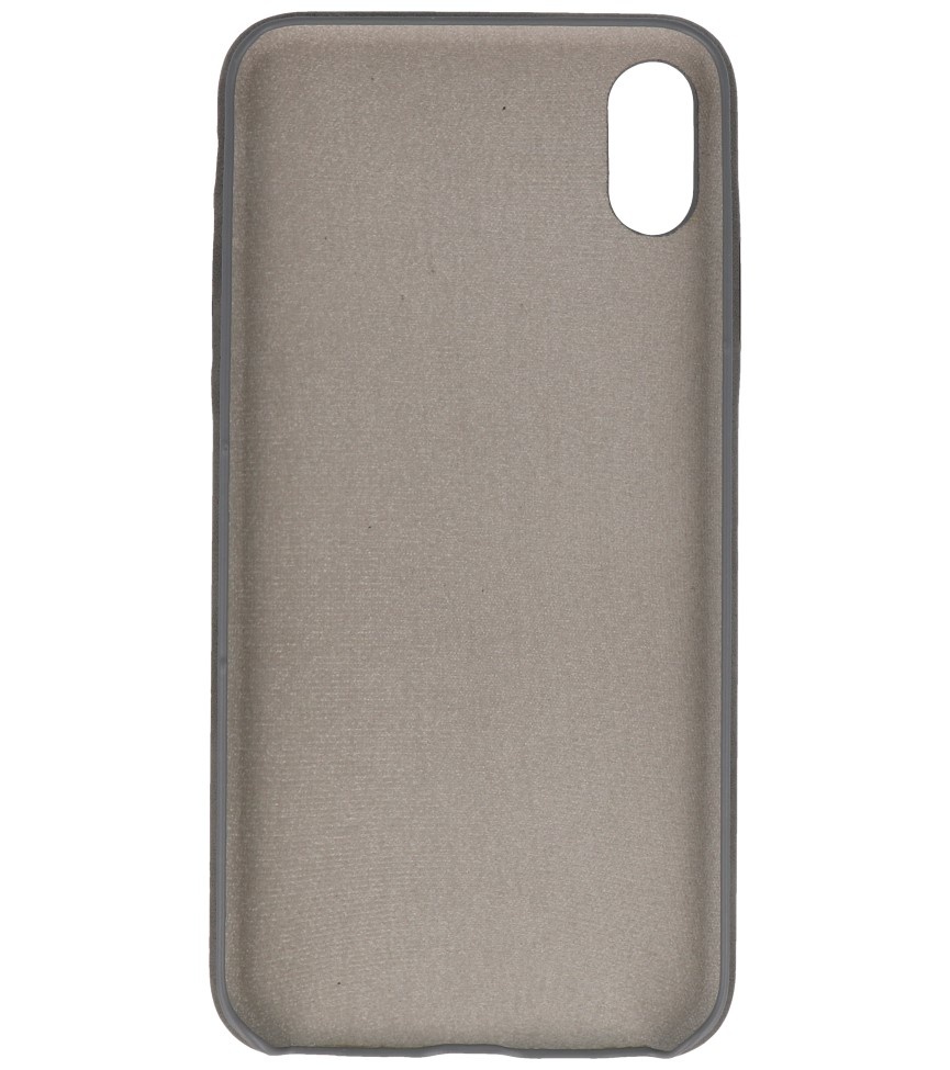 Cover in TPU di design in pelle per iPhone Xs Max grigia