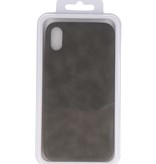 Læder Design TPU cover til iPhone Xs Max Grey