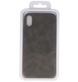 Cover in TPU di design in pelle per iPhone Xs Max grigia