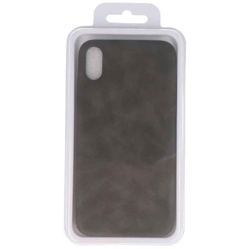 Cover in TPU di design in pelle per iPhone Xs Max grigia