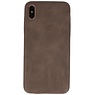 Cover in TPU di design in pelle per iPhone Xs Max marrone scuro