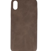 Leather Design TPU cover for iPhone Xs Max Dark Brown