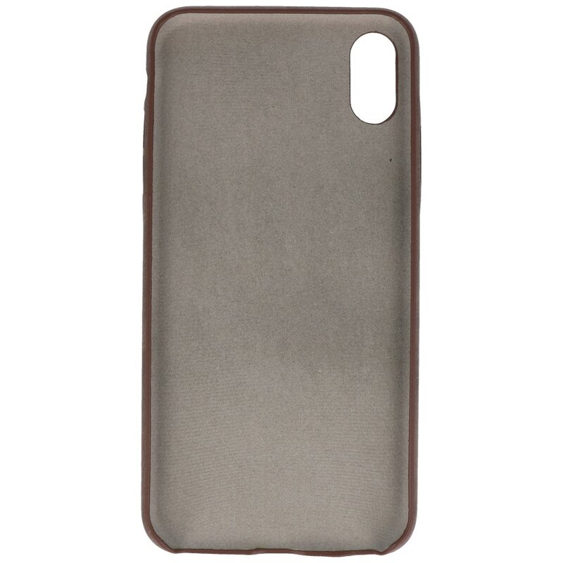 Leder Design TPU cover voor iPhone Xs Max Donker Bruin