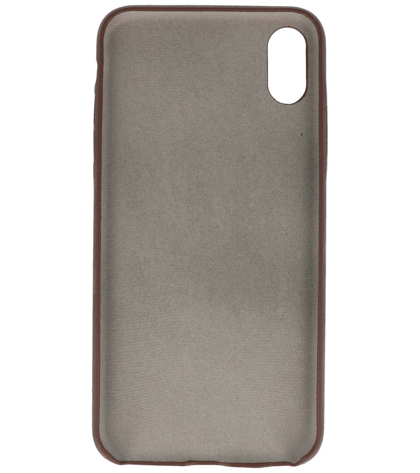 Cover in TPU di design in pelle per iPhone Xs Max marrone scuro