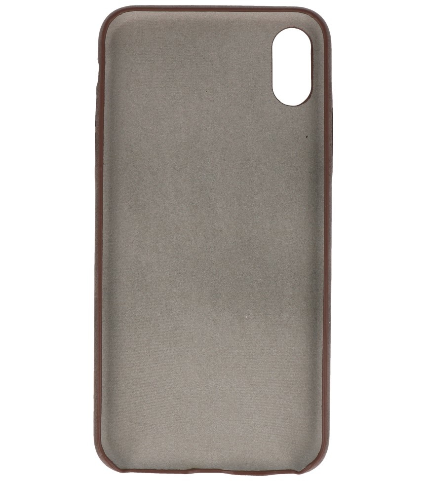 Funda de TPU de diseño de cuero para iPhone Xs Max Dark Brown