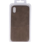 Leder Design TPU Abdeckung für iPhone Xs Max Dark Brown