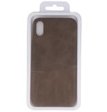 Cover in TPU di design in pelle per iPhone Xs Max marrone scuro