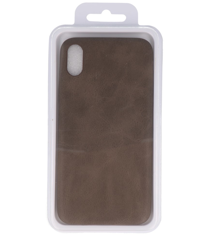 Læder Design TPU cover til iPhone Xs Max Dark Brown