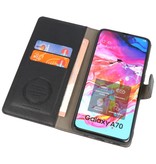 Luxe Portemonnee Hoesje voor Samsung Galaxy A70 Zwart