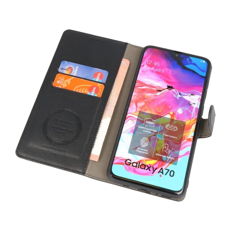 Custodia a portafoglio di lusso per Samsung Galaxy A70 nera