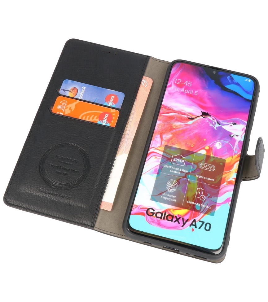 Luxus-Brieftasche für Samsung Galaxy A70 Schwarz