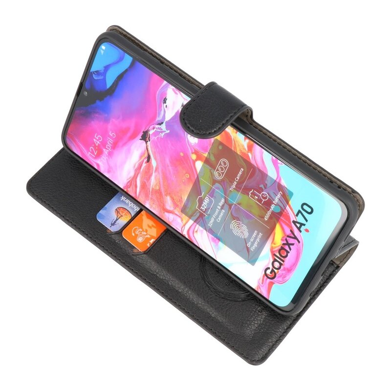Luxury Wallet Case for Samsung Galaxy A70 Black