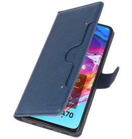 Etui Portefeuille de Luxe pour Samsung Galaxy A70 Navy