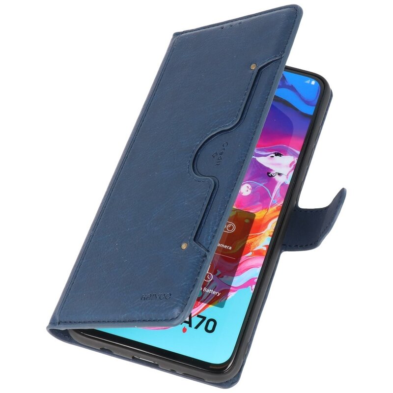 Custodia a portafoglio di lusso per Samsung Galaxy A70 Navy