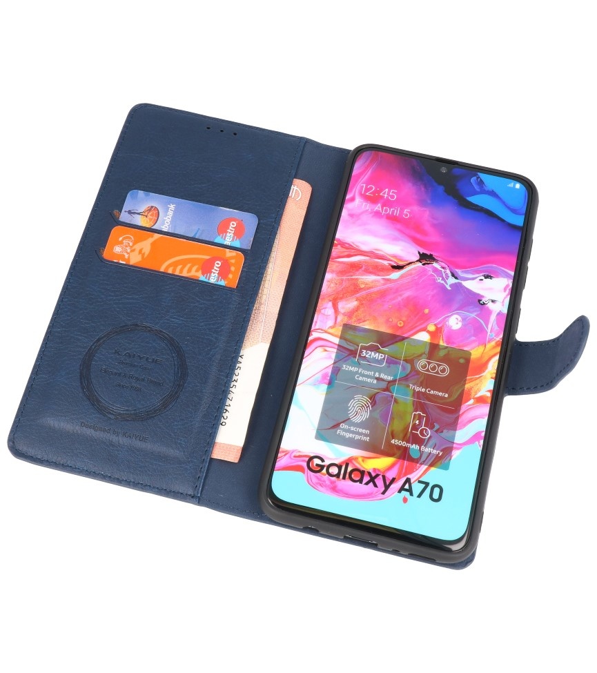 Custodia a portafoglio di lusso per Samsung Galaxy A70 Navy