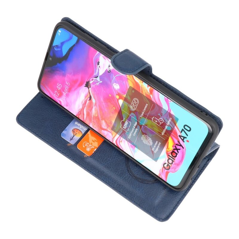 Custodia a portafoglio di lusso per Samsung Galaxy A70 Navy