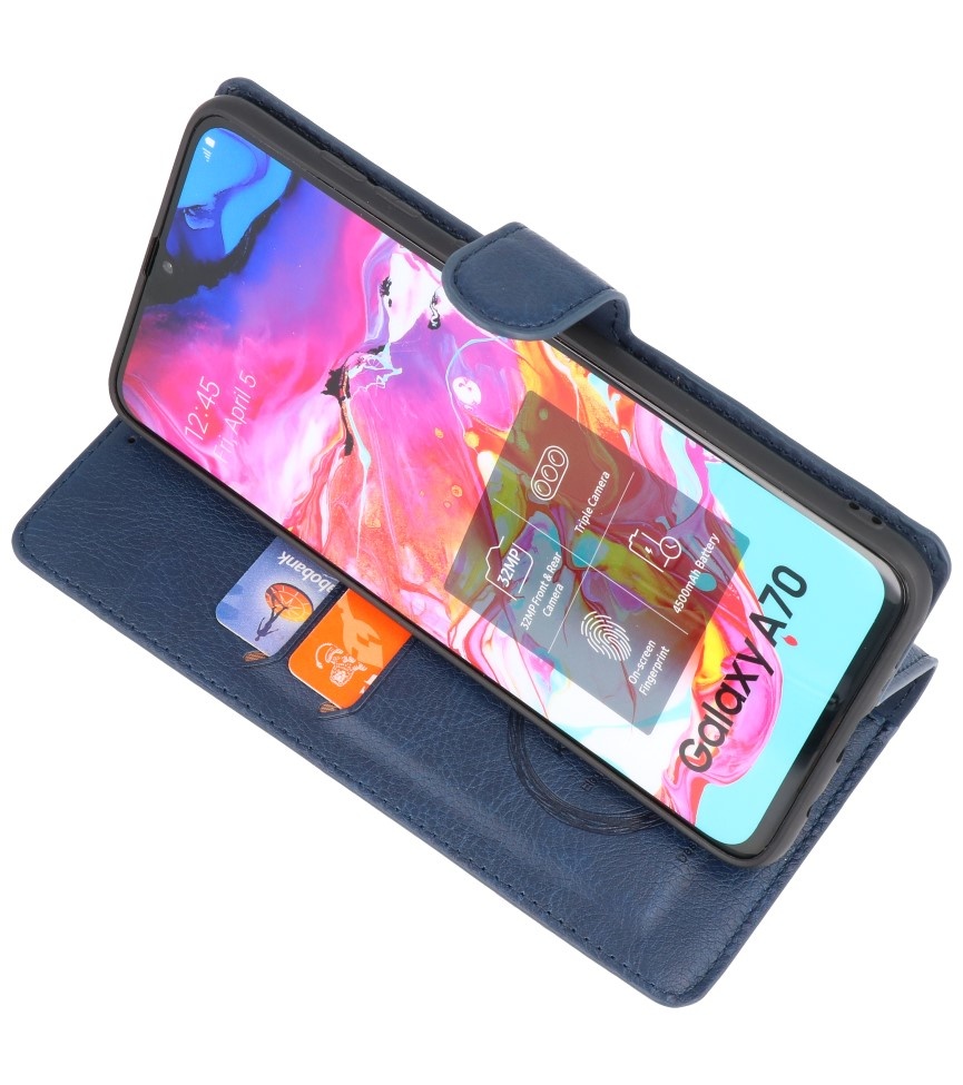 Luxury Wallet Case for Samsung Galaxy A70 Navy