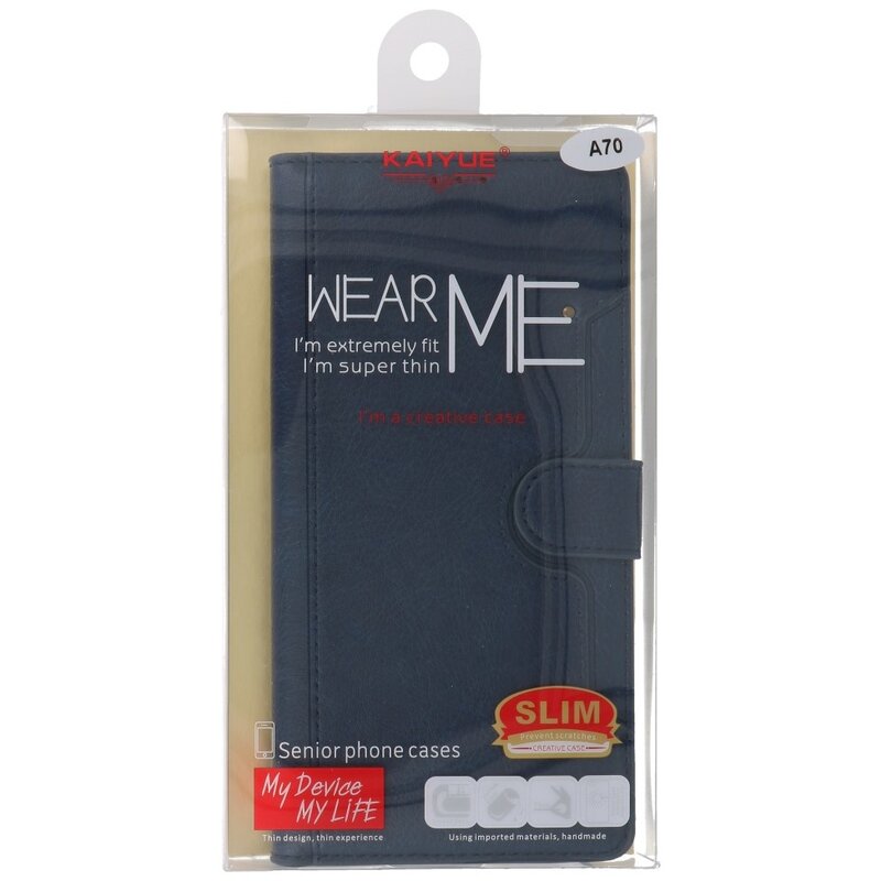 Luxury Wallet Case for Samsung Galaxy A70 Navy
