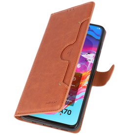 Estuche billetera de lujo para Samsung Galaxy A70 Marrón