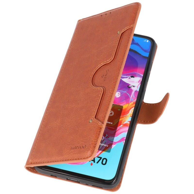 Luxury Wallet Case for Samsung Galaxy A70 Brown